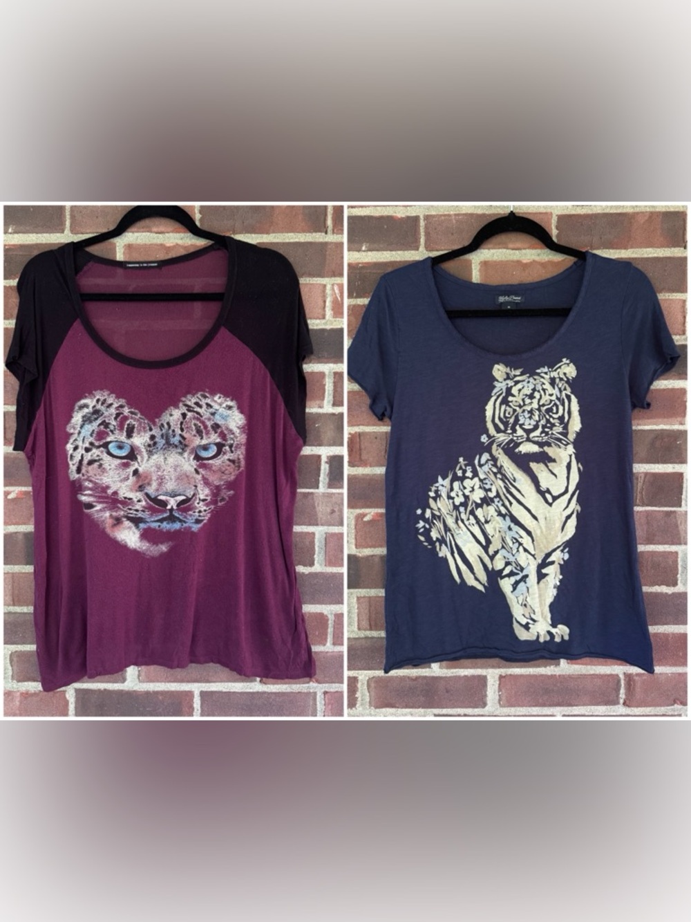 Set Of 2 Short Sleeve Tiger Print T Shirts Women’s Medium Regular Super Soft